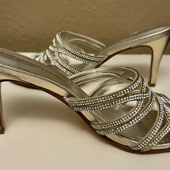 Caparros Gold Rhinestone Heels - Picture 3 of 4